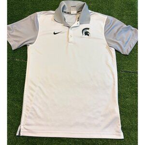 Michigan State Spartans polo mens small white gray nike lightweight MSU RK